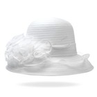 Women Church Dress Hat Kentucky Derby Wedding British Floral Organza Wide Brim