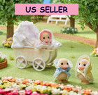Sylvanian Families Darling Ducklings Baby Carriage Set Rare Calico Critters