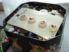 Vintage Antique Buttons Mixed Lot Over 350 With Square Tin M1426