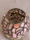 Vintage Tiffany Style Stained Glass Rose Rosewater Partylite Candle Lamp Shade 