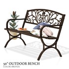 50  Outdoor Patio Seat Garden Bench Cast Iron Porch Park Lawn Yard Bronze Floral