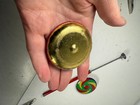 Lot Of 3 Vintage Litho Tin Toy Spinning Tops W  Launcher Japan