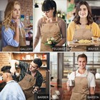 Men Women Thick Canvas Denim Bib Apron Kitchen Cooking Workshop Heavy Work Apron