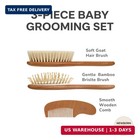 Baby Wooden Hair Brush And Comb Set For Newborn Toddler - Natural Hairbrush With