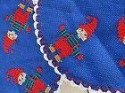 Vintage Pair Blue Norwegian Christmas Candle Cloths Handmade From Norway