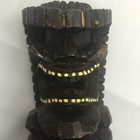 Hawaii Lucky Tiki Statue Figurine 6  Brown Resin Carved Wood Style Vintage