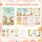 24 Pack Gold Foiled Vintage Bulk Easter Cards With Envelopes And Stickers  4x6in