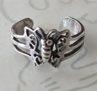Butterfly Toe Ring Band Sterling Silver 925 Adjustable Small