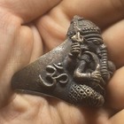 Ancient South Asian Tibetan Bronze Ganesh Buddha Om Symbol Carved Rare Ring