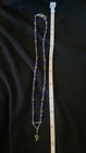 Purple Blue Glass Bead Hematite Accent Shell Star Jewelry Set Stainless Steel