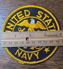 Vintage United States Us Navy Military Uniform Black Yellow Eagle Patch Nos