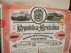 Mexico 1902 Republica Mexicana Veracruz 1000 Pesos Warrants Bond Rare Loan Abnc