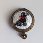 Vtg Black Poodle Dog W  Flower Pill Box Pendant Gold Brass Compact