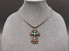 Matilde Poulat Matl Signed Sterling Silver Turquoise Coral Pendant Necklace