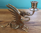 Antique Vintage Brass Dragon Phoenix Griffin Candle Holder Candlestick 5 Inch