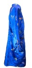 Vtg 70s Blue Brocade Cheongsam Dress   Coat Butterfly Embroidered Qipao Frog