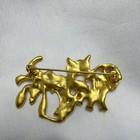 Gold Tone Dog Cat Rabbit Animal Brooch Pin - Metal  No Stone  3 In