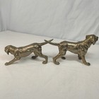 Vintage Spelter Pointer Dog Figurines  pair  Brass 