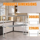 12 x48  Stainless Steel Overshelf For Prep   Work Table  2-tier Adjustable Shelf