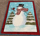 Handmade Art Quilt wall Hanging snowman  18  X 21 1 2   Quilted Panel