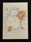 Vintage Mary Hamilton Christmas Card Child W  Snowman   Animals Nos W  Envelope