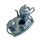 Vintage Chromium Silver-plated 5 Piece Tea Set Cromwell Mfg Corp 