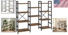 Bookshelf Bookcase With 11 Shelves Industrial Style Wide Storage Rugged Brown