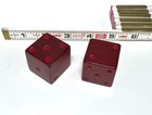 Vintage 1-1 4  Red Bakelite Dice Pair Unusual Red Pips Oversized 80g Rare Color
