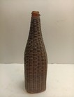Wicker Wrapped Bottle 12 5  Tall With Handle Vintage