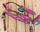 Western Leather Headstall Horse Breast Collar Tack Set For Horse With Rhinestone