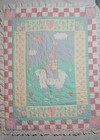 Vintage Baby Crib Blanket Quilt Bunny Sheep Hearts Eyelet Ruffle 1990s