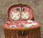 Child s Miniature Ceramic Tea Set Picnic Basket Teddy Bears Family 