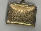 Vintage Gold Tone Mini Travel Sewing Kit Wallet Case Buttons Thread Scissors