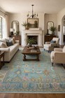 Transitional Light Blue Area Rug 10 x14  Ft Handmade Floral Oriental Wool Carpet