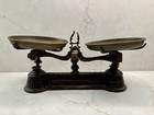 Antique Double Balance Scale Cast Iron With Brass Pans - By V w  Brinckerhoff