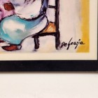 Vintage Degrazia Girl With Sewing Machine Decorative Laminated Plaque