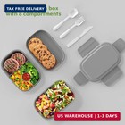 Stackable Bento Lunch Box Leakproof 3 Layer Meal Prep Food Container   Utensils