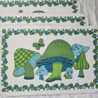 Vintage Mod Blue Green Mushroom Vinyl Foam Placemat 70s Retro Lot Of 4 Mcm