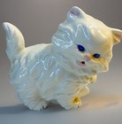 Persian White Kitten Cat Ceramic Figurine 4    Inch Handmade 1970s 