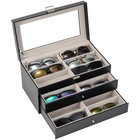3-layer Sunglasses Storage Organizer Case - Black  Compact   Stylish Eyewear Hol