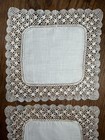 Antique Lace - 2 Handkerchiefs Bobbin Lace - Guipure  Point D esprit