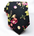 New Classic Floral Black Pink Green Rose Woven 100  Cotton Men s Tie Necktie