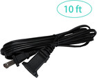 Black 10 Ft Extension Cord  Indoor Us Male To Female Power Cable  2 Prong Small