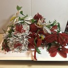 Vintage French Glass Seed Beaded Flowers Leaves Lot 36 Handmade Stems Christmas