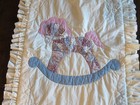 Vintage Quilted Baby Crib Blanket - Rocking Horse - 28 X 42 Inch