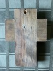    vintage Mexican Folk Art Milagro Wood Cross Full Of Metal Charms 7   