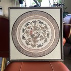 19th Century Antique Chinese Silk Embroidery Roundel Figures Late Qing Textile