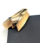 Vintage Crown Trifari Brushed Gold Tone Hinged Clamper Bracelet 1950 s - 60 s