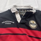 Guinness Rugby Shirt Red Black Mens Medium Long Sleeve Stripped Embroidered