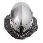 Medieval Crusader Great Helm     Steel Knight Helmet With Chainmail Aventail